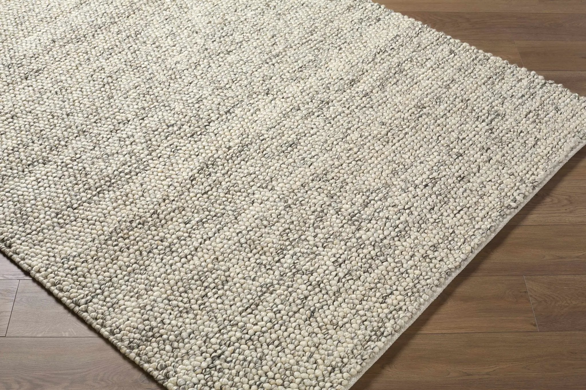Clayne Beige & Charcoal Premium Wool Area Rug by Boutique Rugs