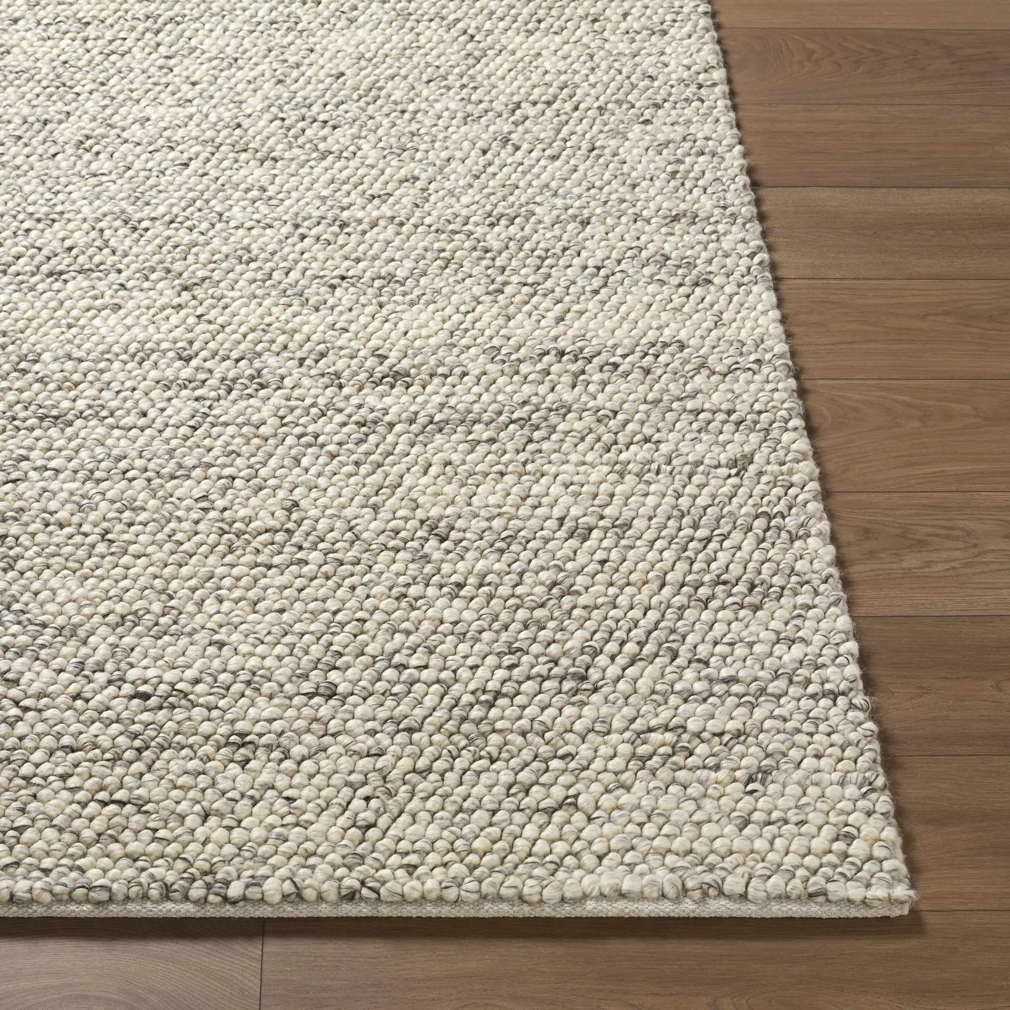 Clayne Beige & Charcoal Premium Wool Area Rug by Boutique Rugs