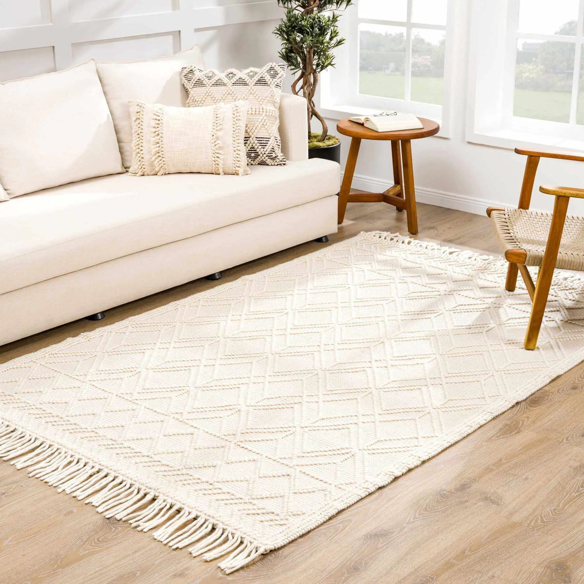 Ramsbury Beige Area Rug, installed in a room 2