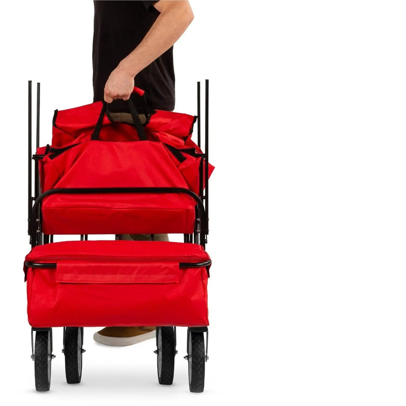 Collapsible Utility Wagon Cart Indoor/Outdoor with Canopy - Red by HomePacific