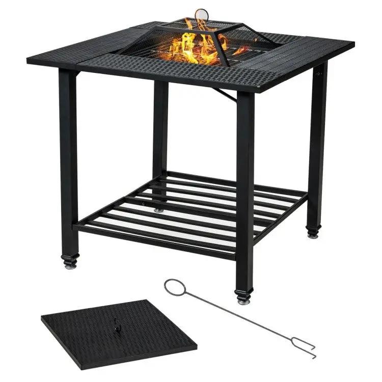 4 in 1 Square Fire Pit, Grill Cooking BBQ Grate, Ice Bucket, Dining Table by HomePacific