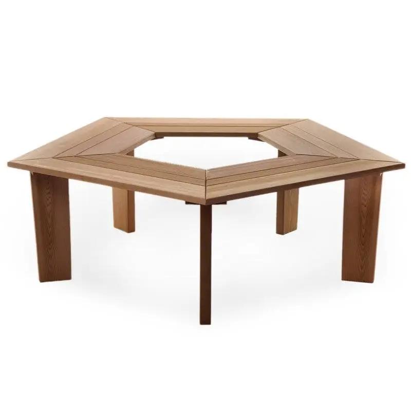 Solid Cedar Wood Outdoor 5 Sided Pentagon Tree Wrap Garden Bench by HomePacific