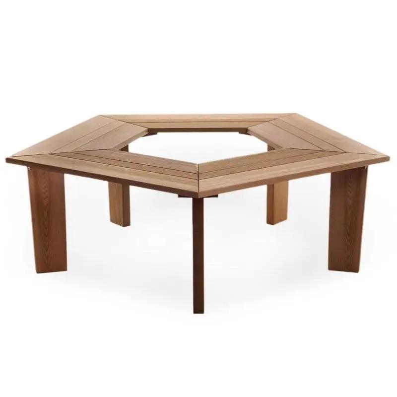 Solid Cedar Wood Outdoor 5 Sided Pentagon Tree Wrap Garden Bench by HomePacific