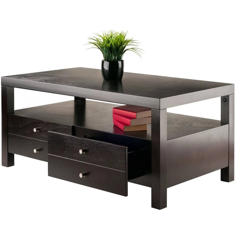 Modern Espresso 2 Drawer Coffee Table by HomePacific