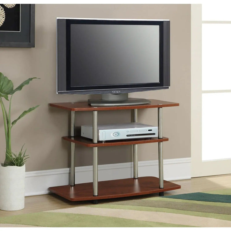 Modern Wood and Metal TV Stand in Cherry Brown Finish by HomePacific