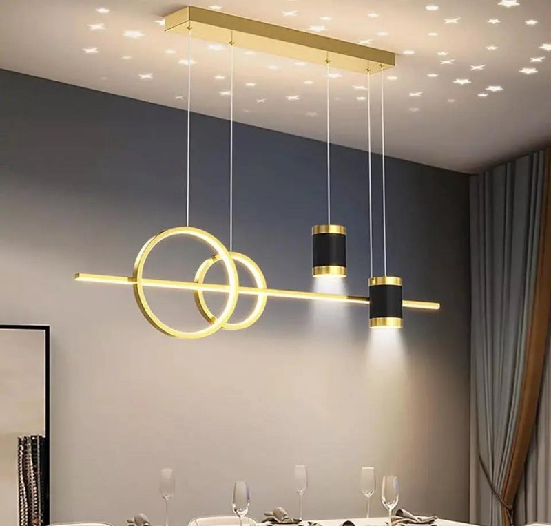 Modern Linear Led Pendant Light,dimmable Led Chandelier With Spotlights by Selzalot