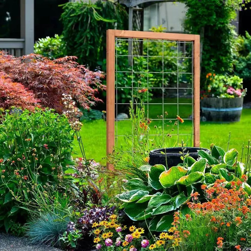 48-inch Outdoor Pine Wood Frame Garden Trellis with Metal Wire Lattice by HomePacific