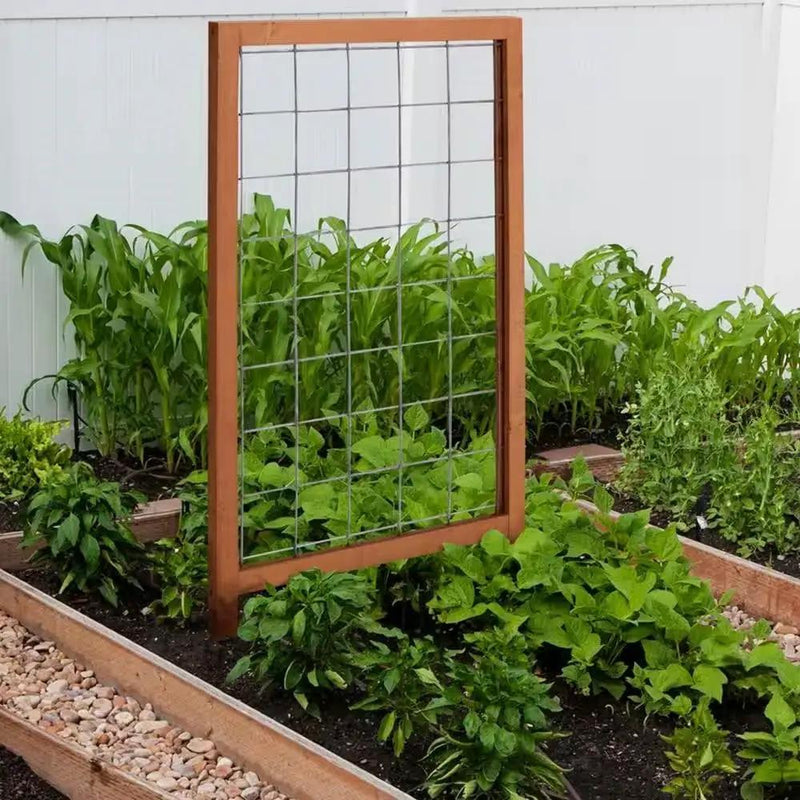 48-inch Outdoor Pine Wood Frame Garden Trellis with Metal Wire Lattice by HomePacific