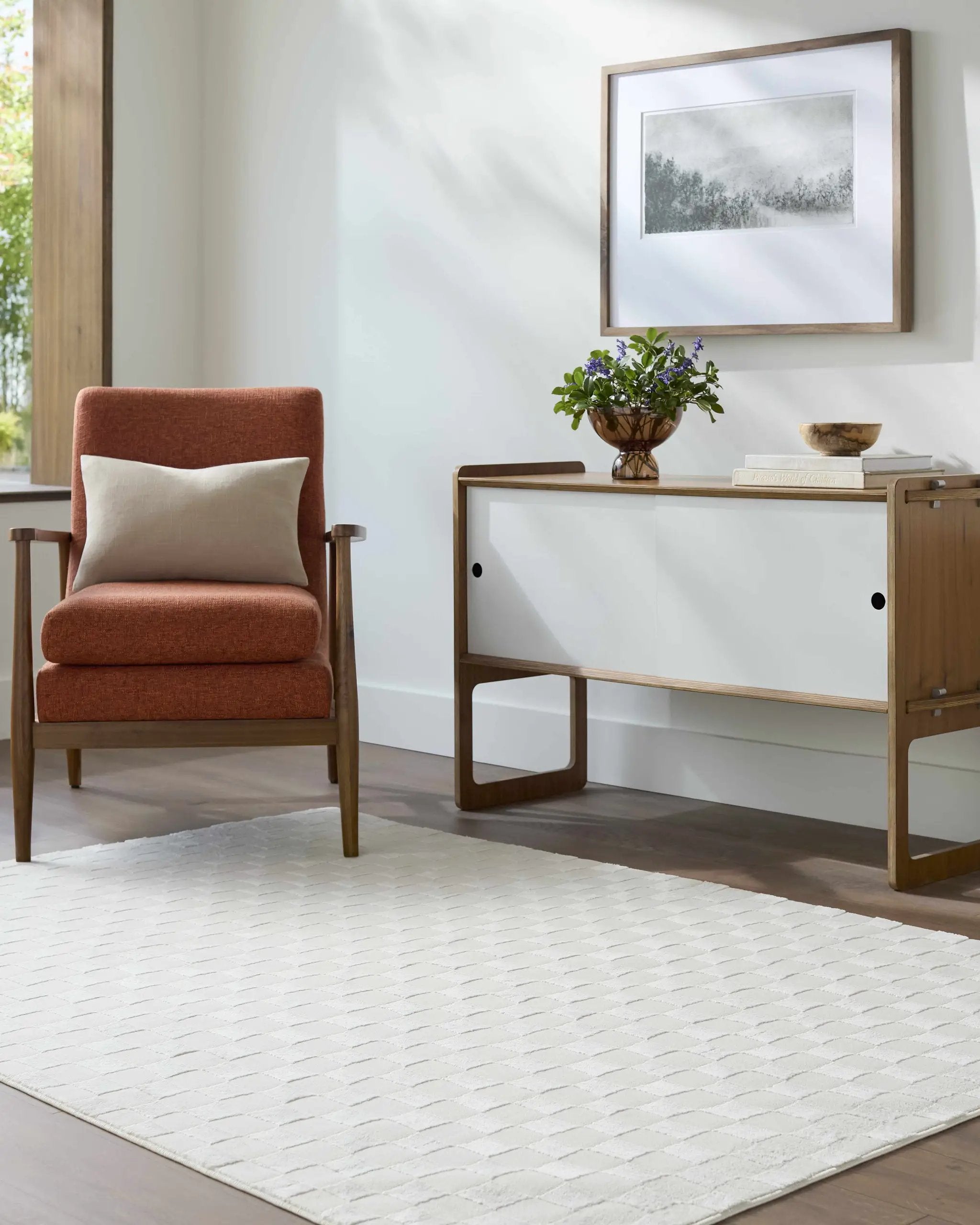 Carina Light 3D Checkered Washable Area Rug by Boutique Rugs