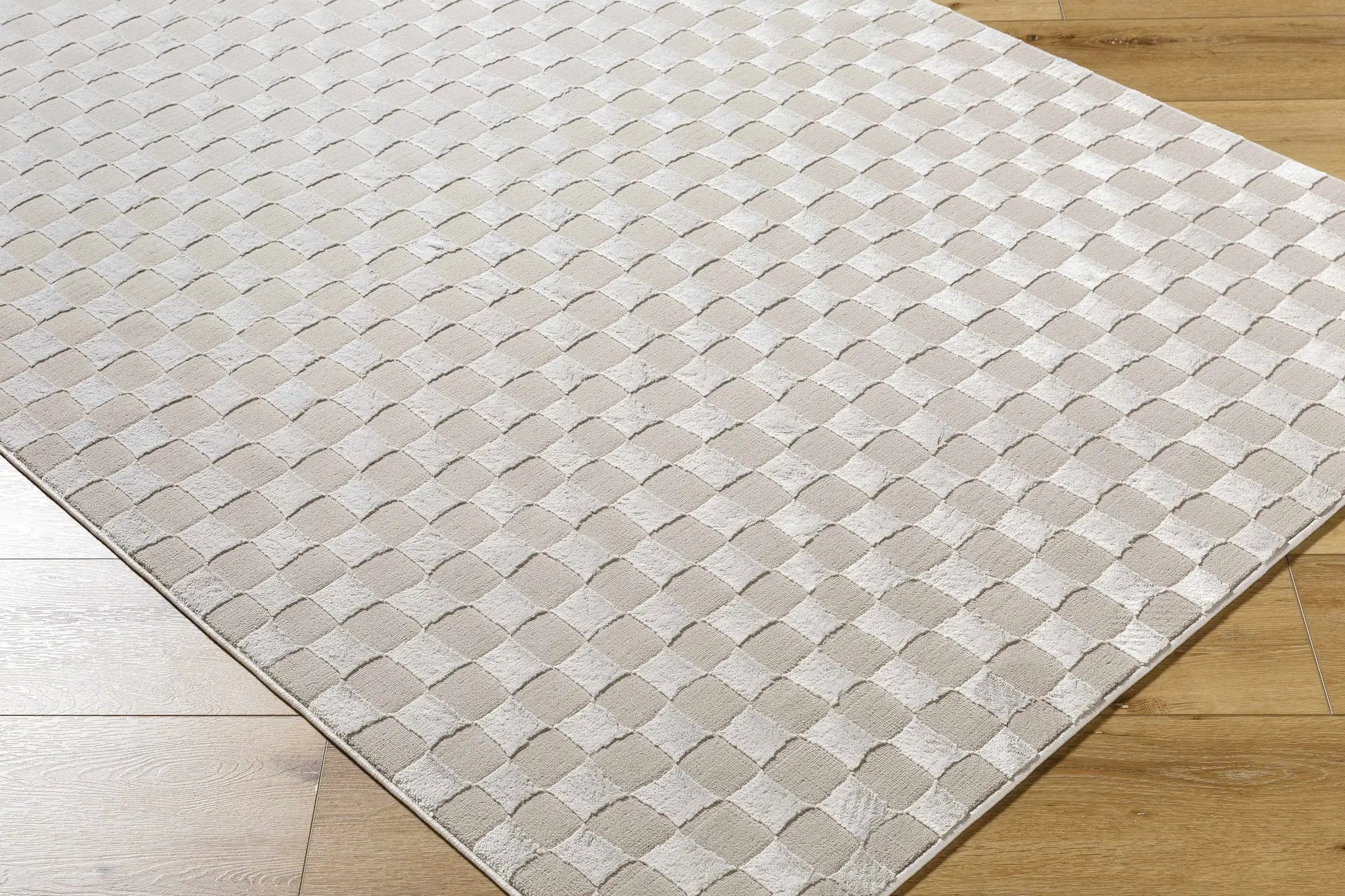 Carina Dark 3D Checkered Washable Area Rug by Boutique Rugs