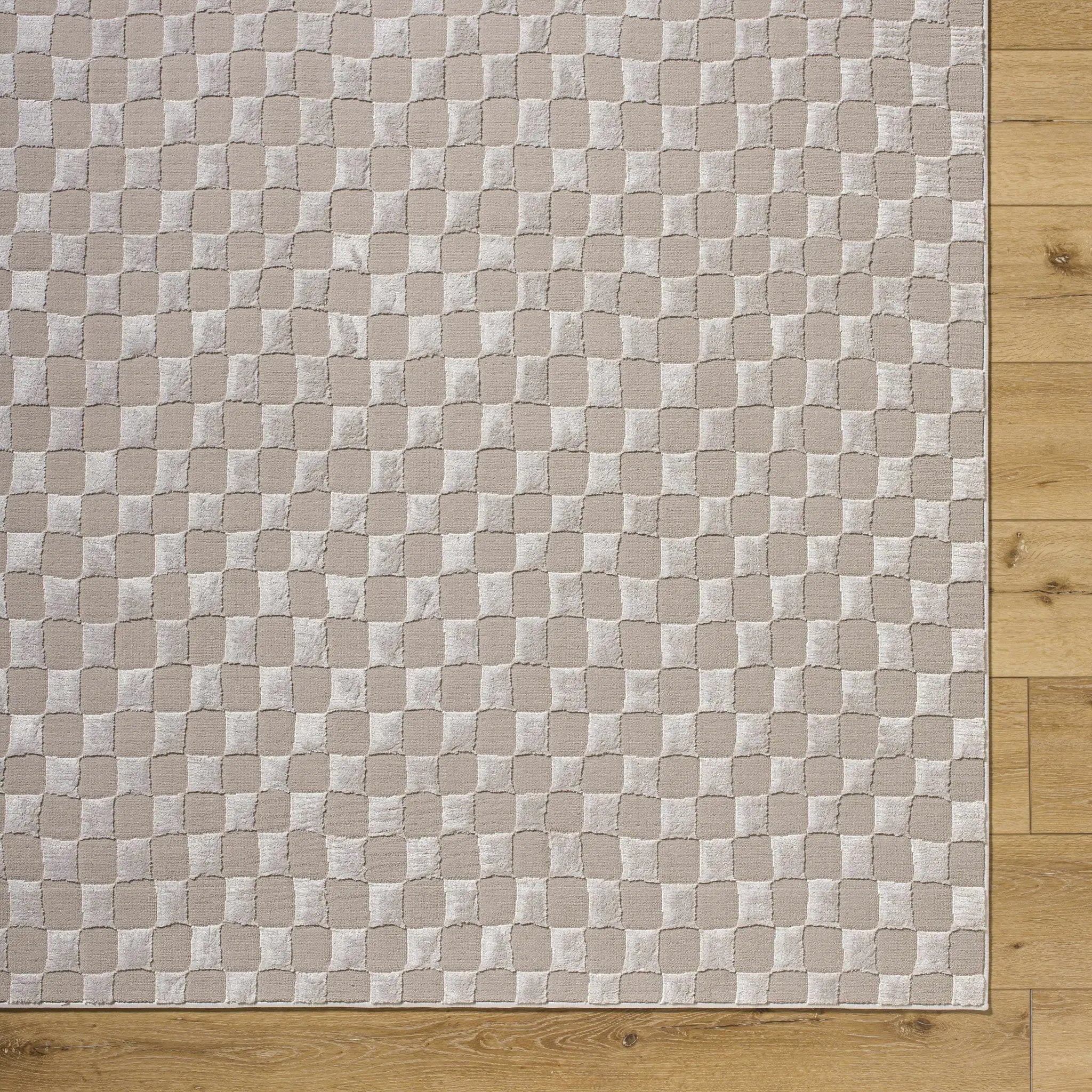 Carina Dark 3D Checkered Washable Area Rug by Boutique Rugs