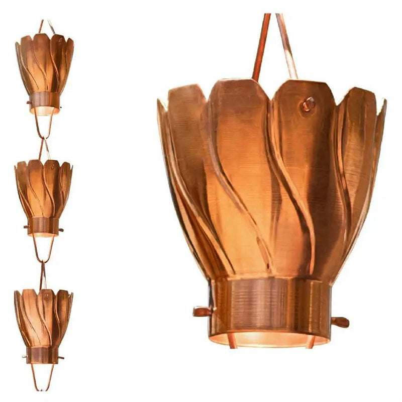 Copper 8.5 Ft Floral Petal Cups Rain Chain by HomePacific