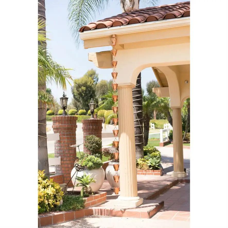 Copper 8.5 Ft Floral Petal Cups Rain Chain by HomePacific