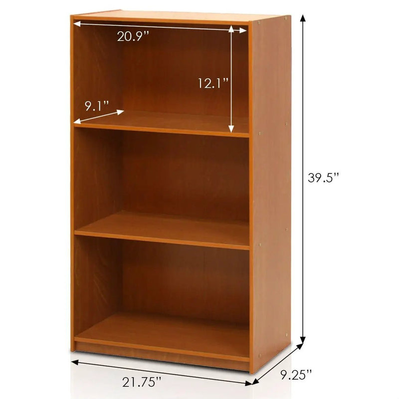 Modern 3-Shelf Bookcase in Light Cherry Wood Finish by HomePacific
