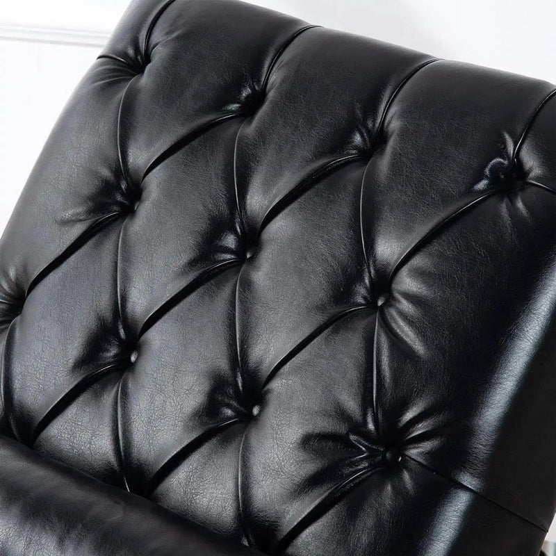 Black Faux Leather Upholstered Armless Chaise Lounge Chair with Lumbar Pillow by HomePacific