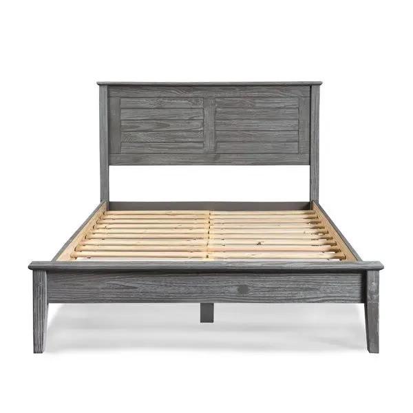 Contemporary Grey Solid Pine Platform Bed in Queen Size by HomePacific