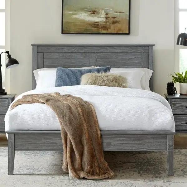 Contemporary Grey Solid Pine Platform Bed in Queen Size by HomePacific