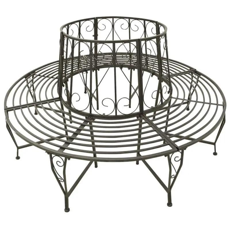 Roundabout Circular Outdoor Garden Tree Bench in Heavy Duty Grey Steel by HomePacific