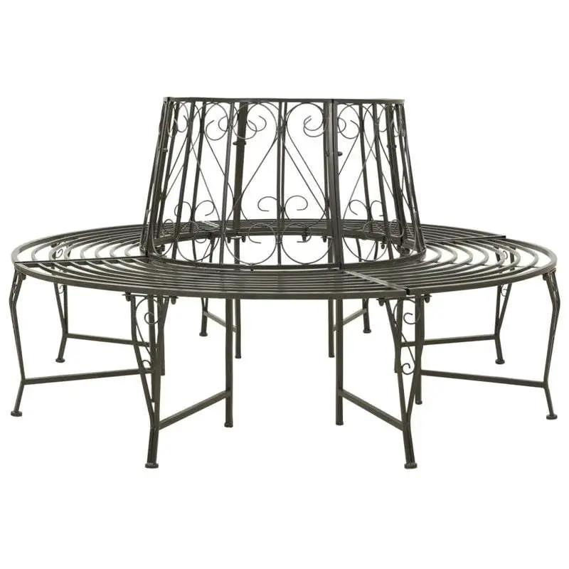 Roundabout Circular Outdoor Garden Tree Bench in Heavy Duty Grey Steel by HomePacific