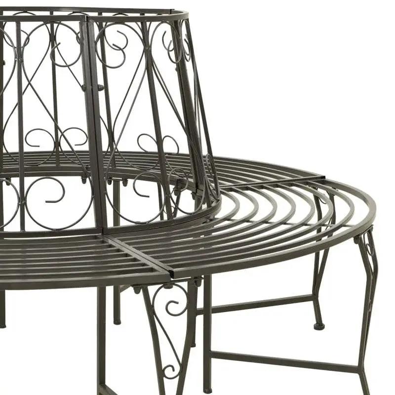Roundabout Circular Outdoor Garden Tree Bench in Heavy Duty Grey Steel by HomePacific