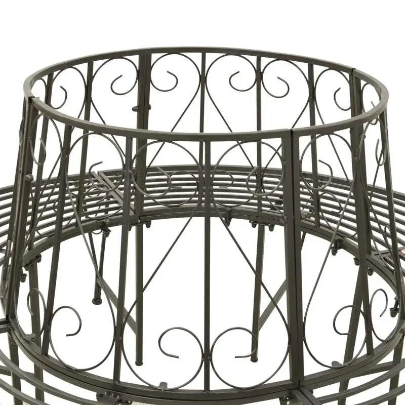 Roundabout Circular Outdoor Garden Tree Bench in Heavy Duty Grey Steel by HomePacific