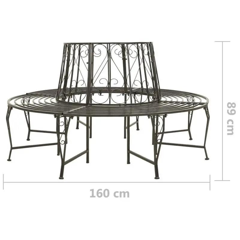 Roundabout Circular Outdoor Garden Tree Bench in Heavy Duty Grey Steel by HomePacific
