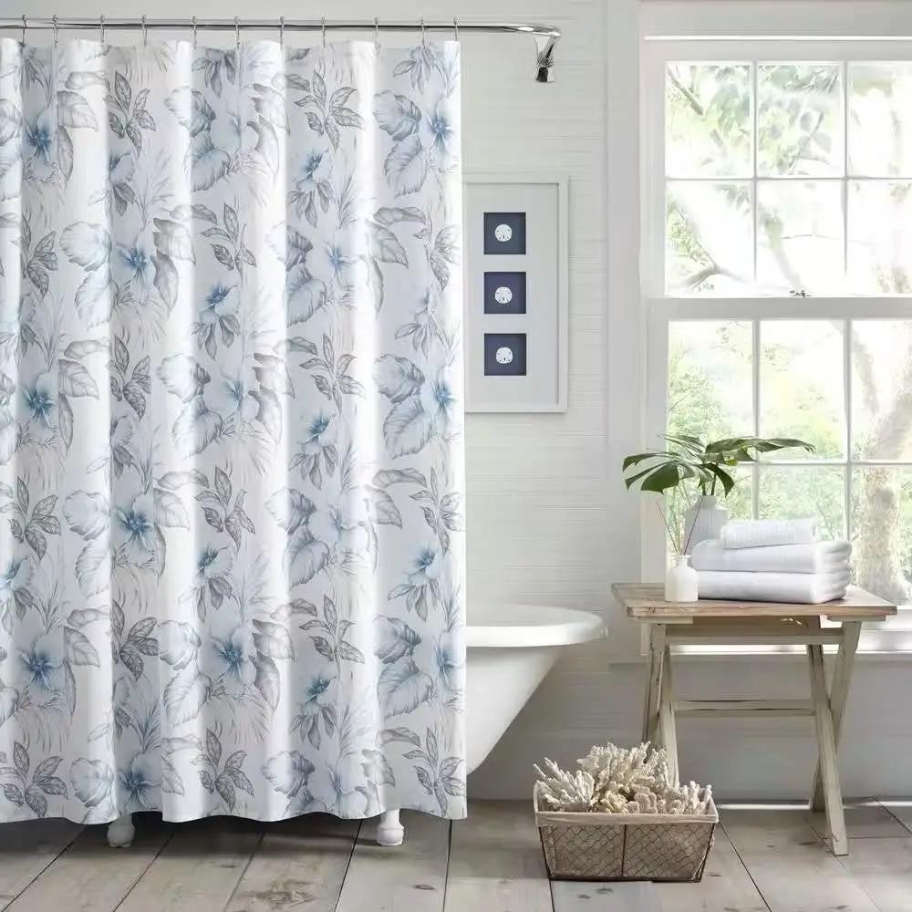 72-inch Tropical Botanical Floral Shower Curtain in 100-Percent Cotton Fabric by HomePacific