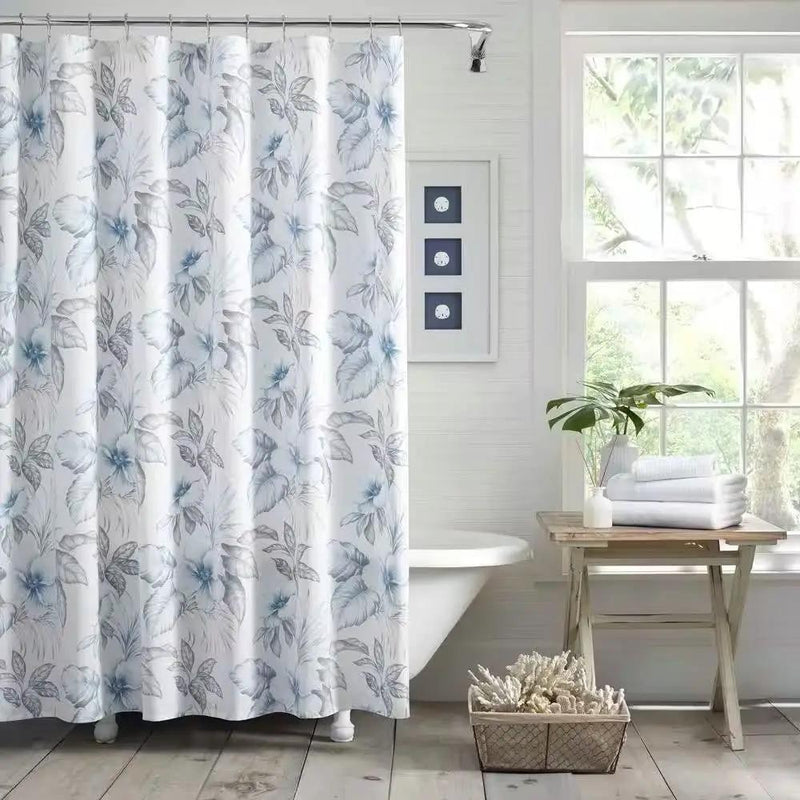 72-inch Tropical Botanical Floral Shower Curtain in 100-Percent Cotton Fabric by HomePacific