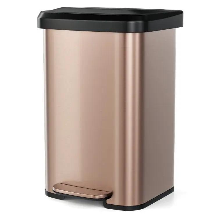 13-Gallon Copper Gold Stainless Steel Step Trash Can with Soft Close Lid by HomePacific