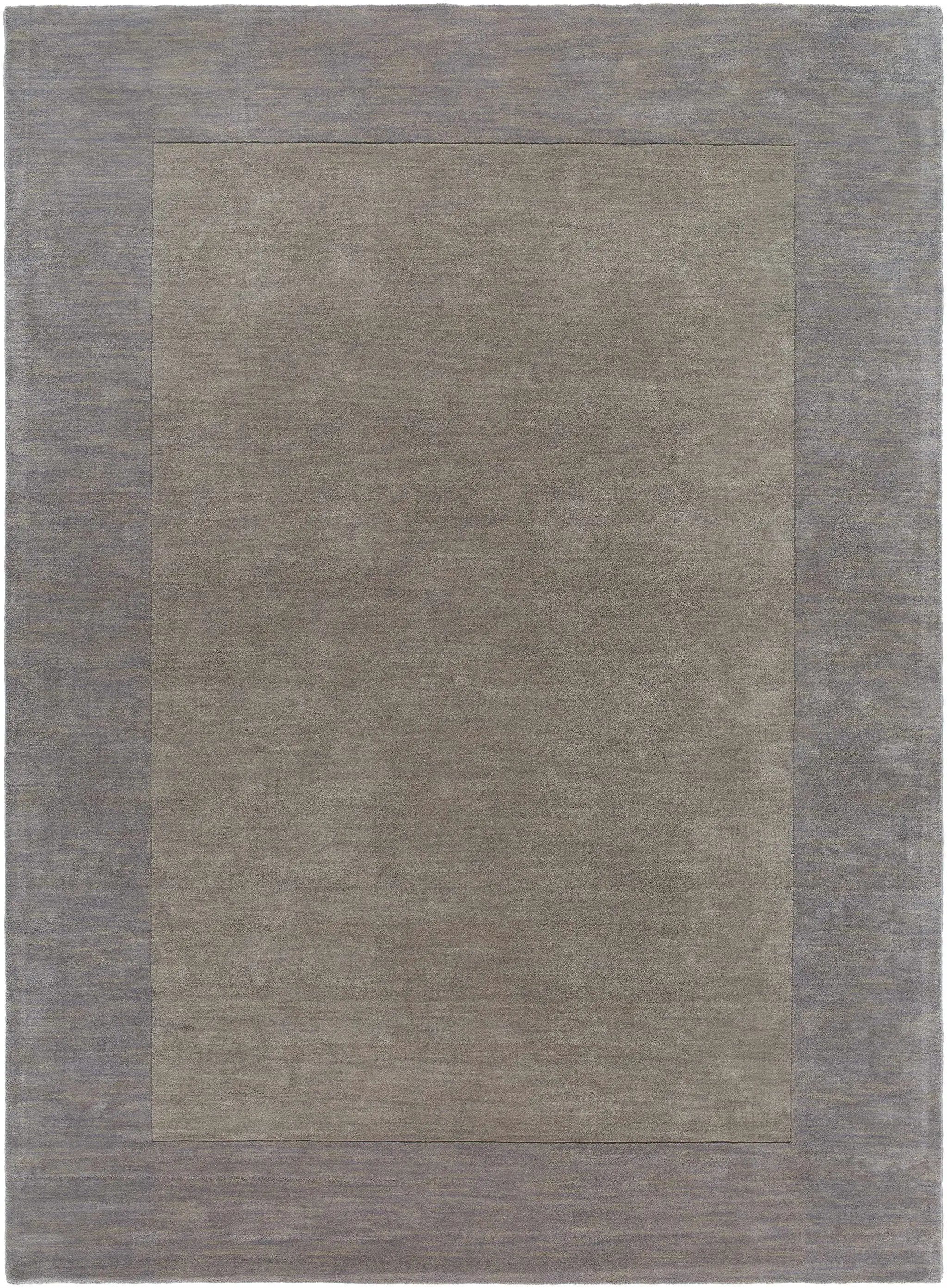 Bordered Solid Gray Wool Rug by Boutique Rugs