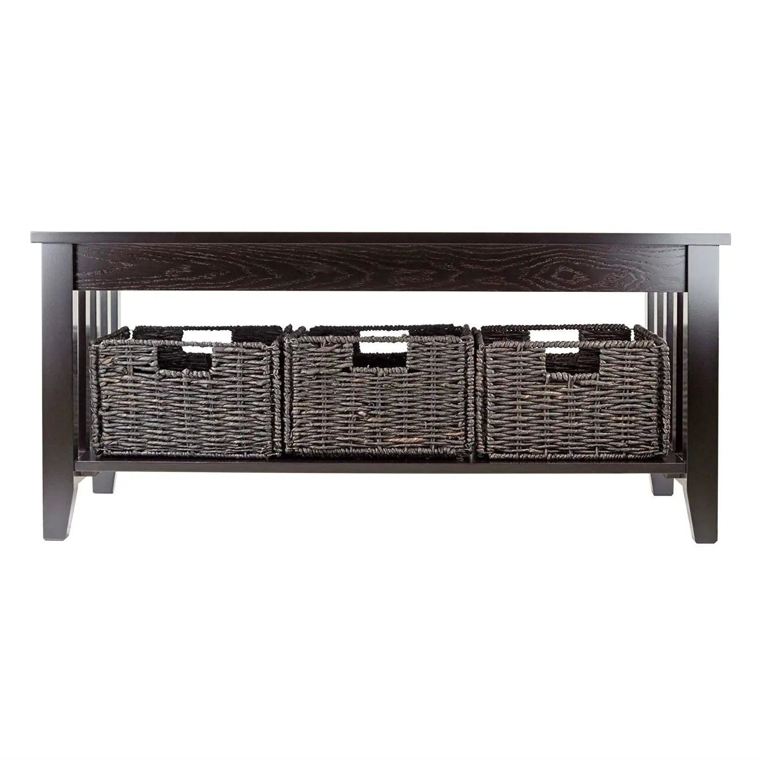 Espresso 2 Tier Coffee Occasional Table with 3 Storage Baskets by HomePacific