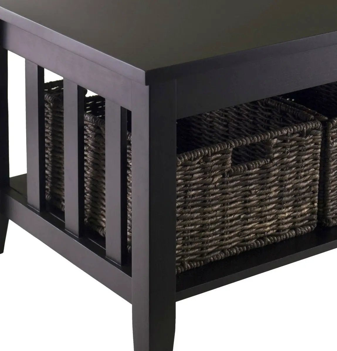 Espresso 2 Tier Coffee Occasional Table with 3 Storage Baskets by HomePacific