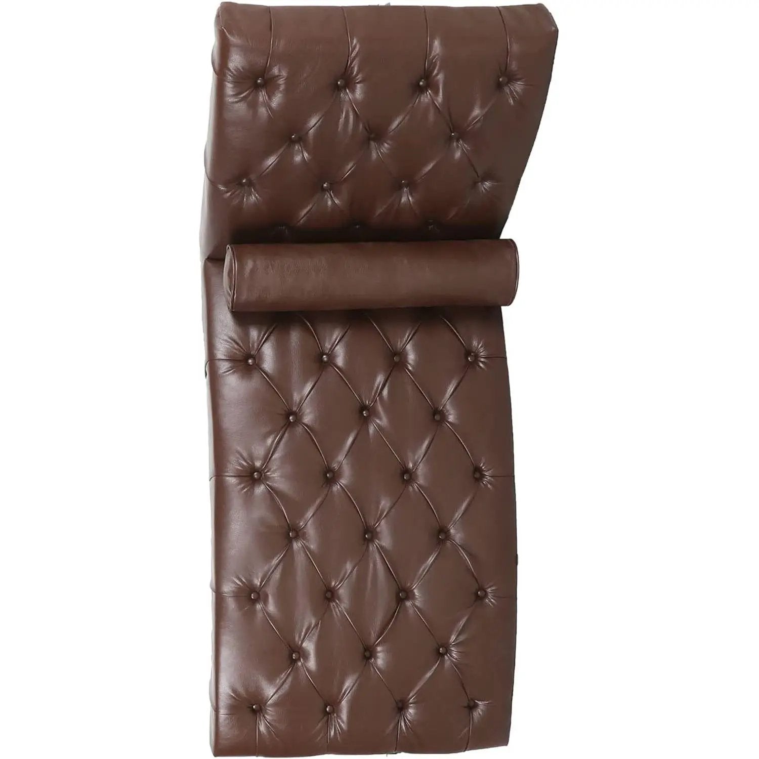 Brown PU Leather Upholstered Armless Chaise Lounge Chair with Lumbar Pillow by HomePacific
