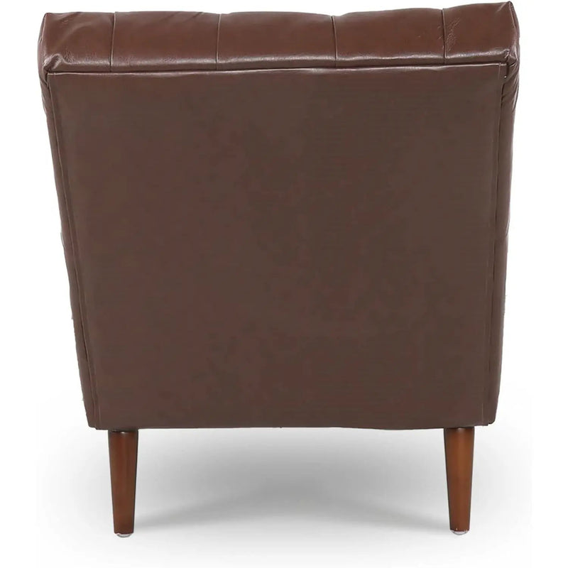 Brown PU Leather Upholstered Armless Chaise Lounge Chair with Lumbar Pillow by HomePacific
