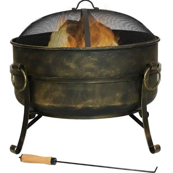 Outdoor 24-inch Diameter Steel Cauldron Wood Burning Fire Pit by HomePacific