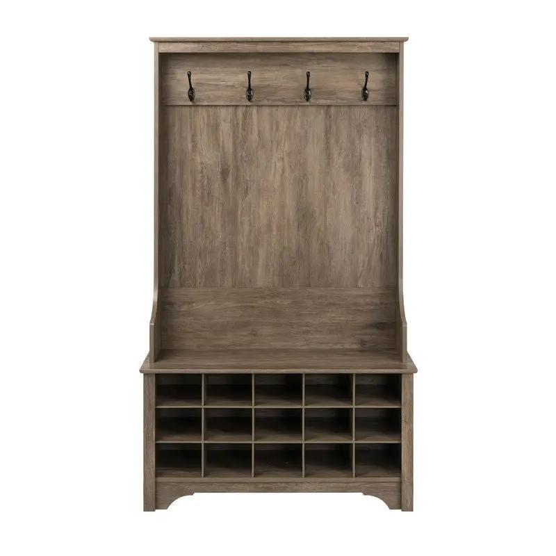 Grey Entryway Hall Tree Shoe Cubbie Coat Rack by HomePacific