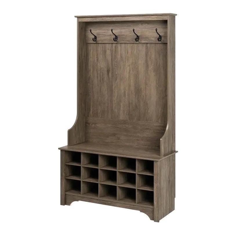 Grey Entryway Hall Tree Shoe Cubbie Coat Rack by HomePacific