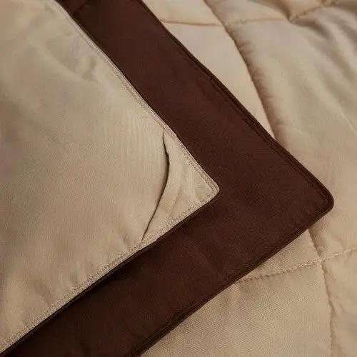 Full/Queen Traditional Microfiber Reversible 3 Piece Comforter Set in Brown by HomePacific