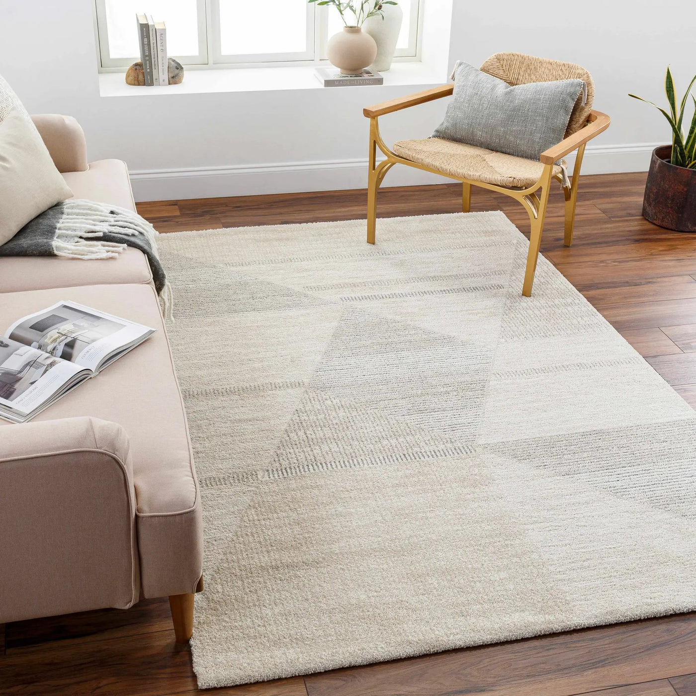 Chizu Geometric Neutral Luxe Rug by Boutique Rugs