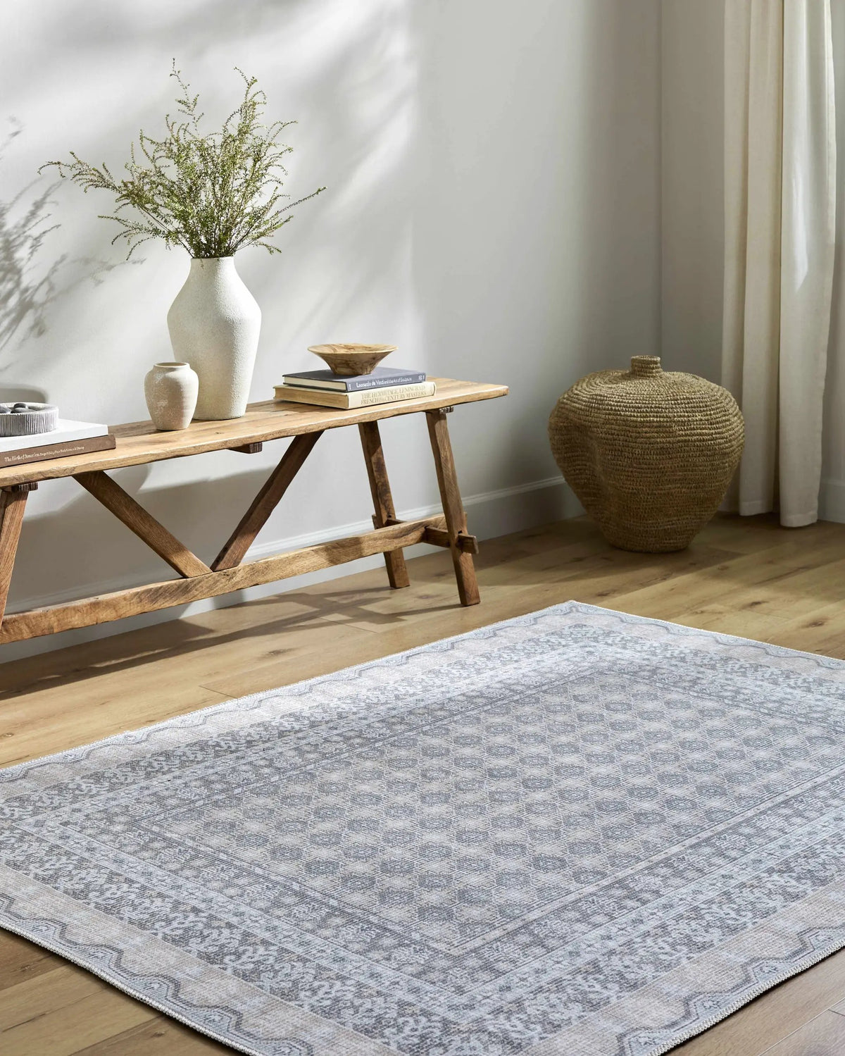 Rainier Blue Washable Rug | Our PNW Home X Livabliss, installed in a room