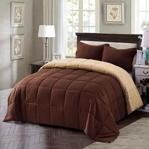 King/Cal King Traditional Microfiber Reversible 3 Piece Comforter Set in Brown by HomePacific