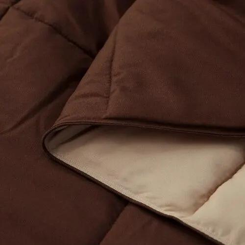 King/Cal King Traditional Microfiber Reversible 3 Piece Comforter Set in Brown by HomePacific