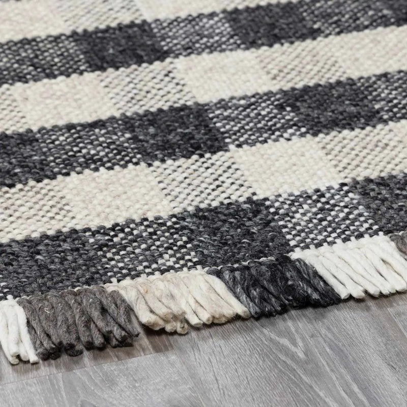 Chilliwack Gray Plaid Wool Rug by Boutique Rugs