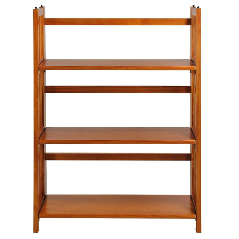 3-Shelf Folding Storage Shelves Bookcase in Honey Oak Finish by HomePacific