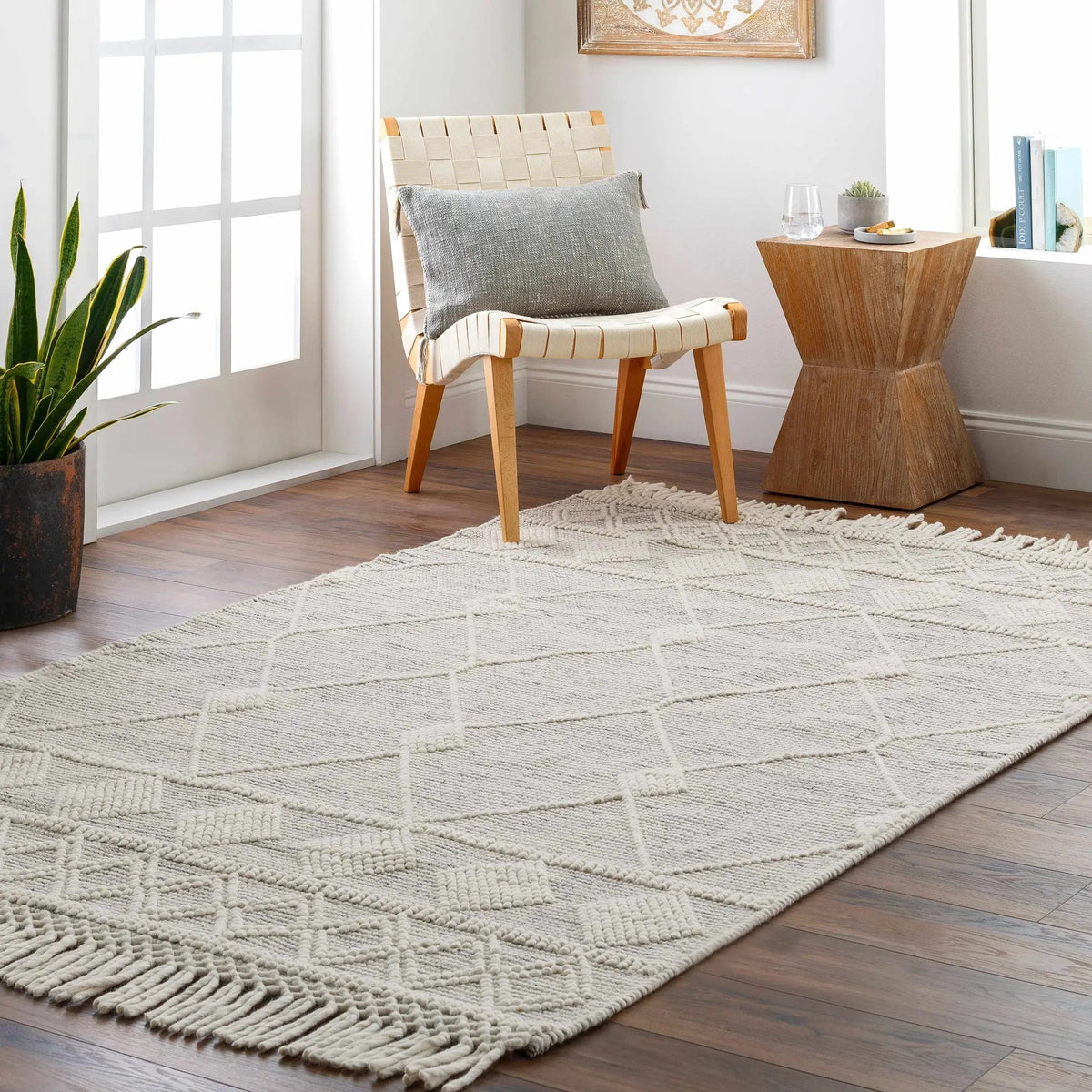 Hemingway Wool Rug with Tassels - Clearance, installed in a room