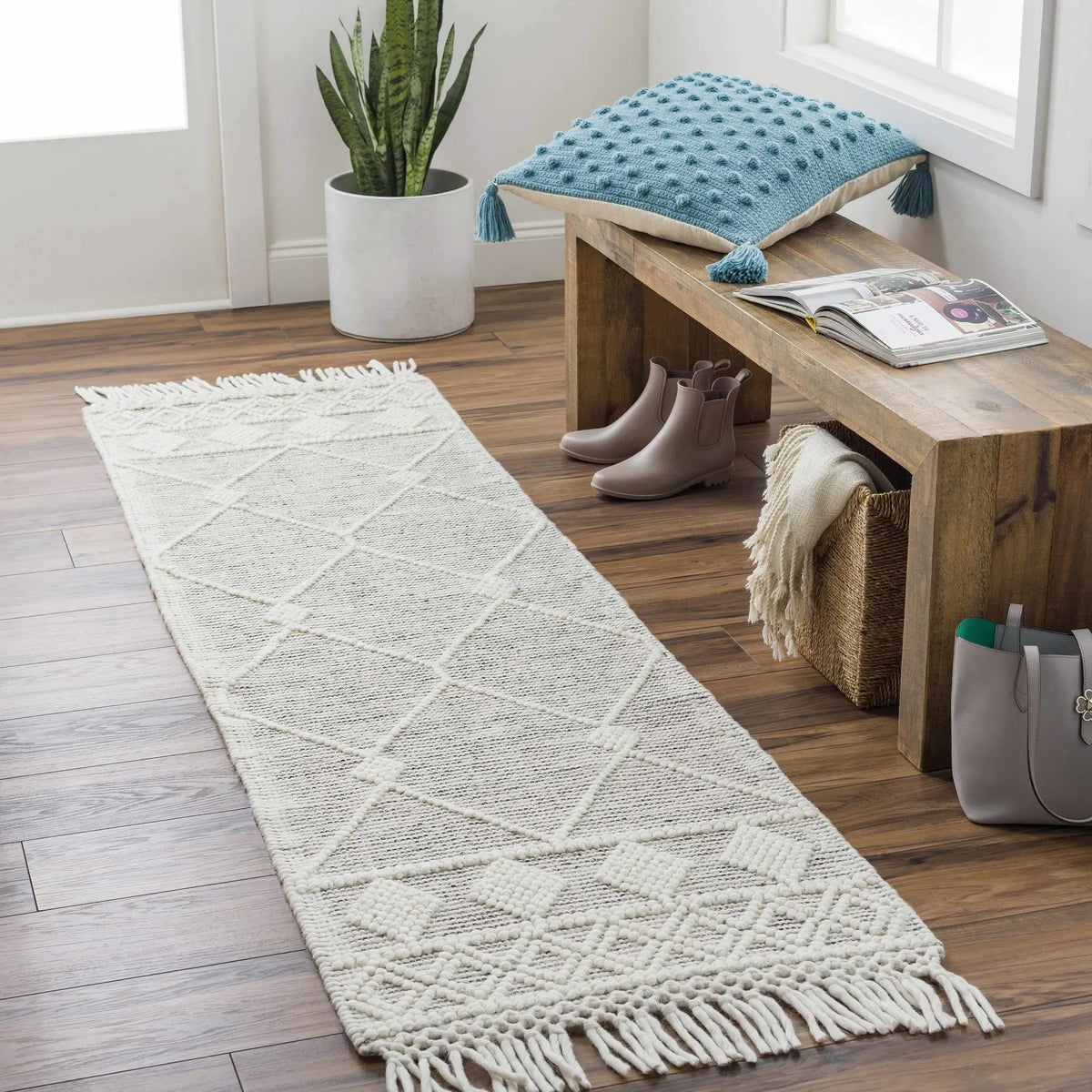 Hemingway Wool Rug with Tassels - Clearance, installed in a room 2