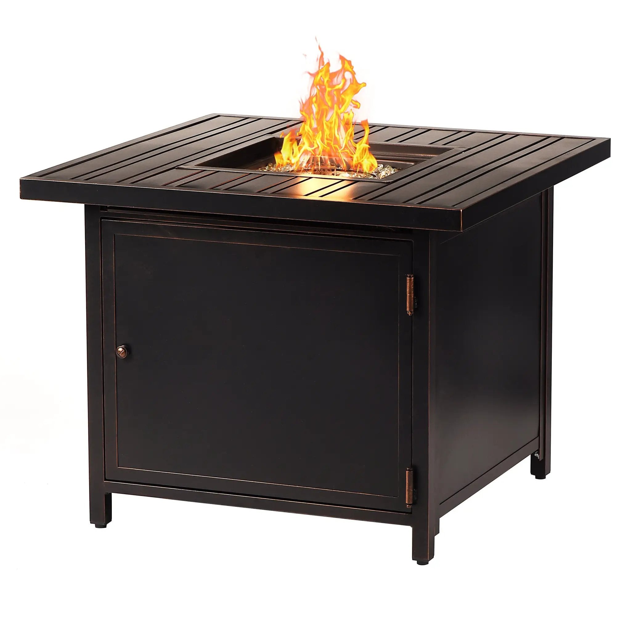 Aluminum 32-in Square Propane Fire Table with Beads, Covers and Lid by Sharicks