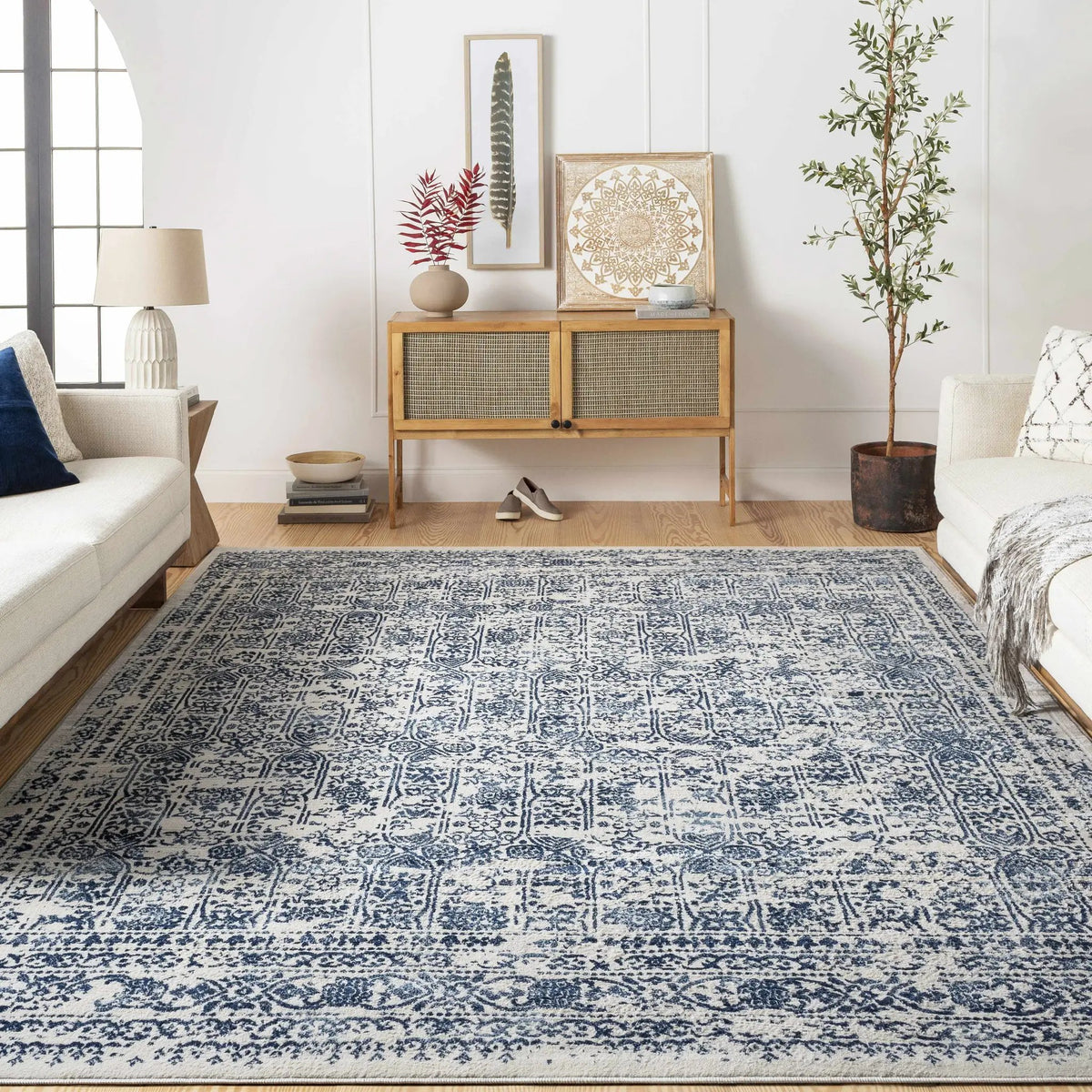 Michie Blue Area Rug - Clearance, installed in a room