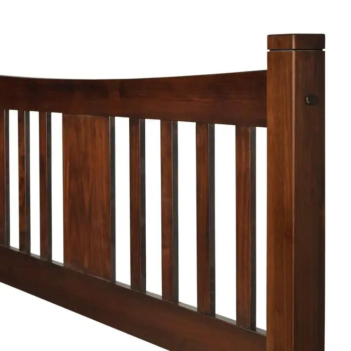 Queen size Solid Pine Wood Platform Bed Frame with Headboard in Cherry by HomePacific