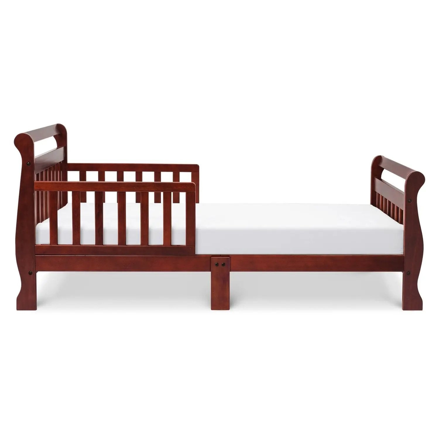 Cherry Modern Slatted Guard Rails Toddler Sleigh Bed by HomePacific